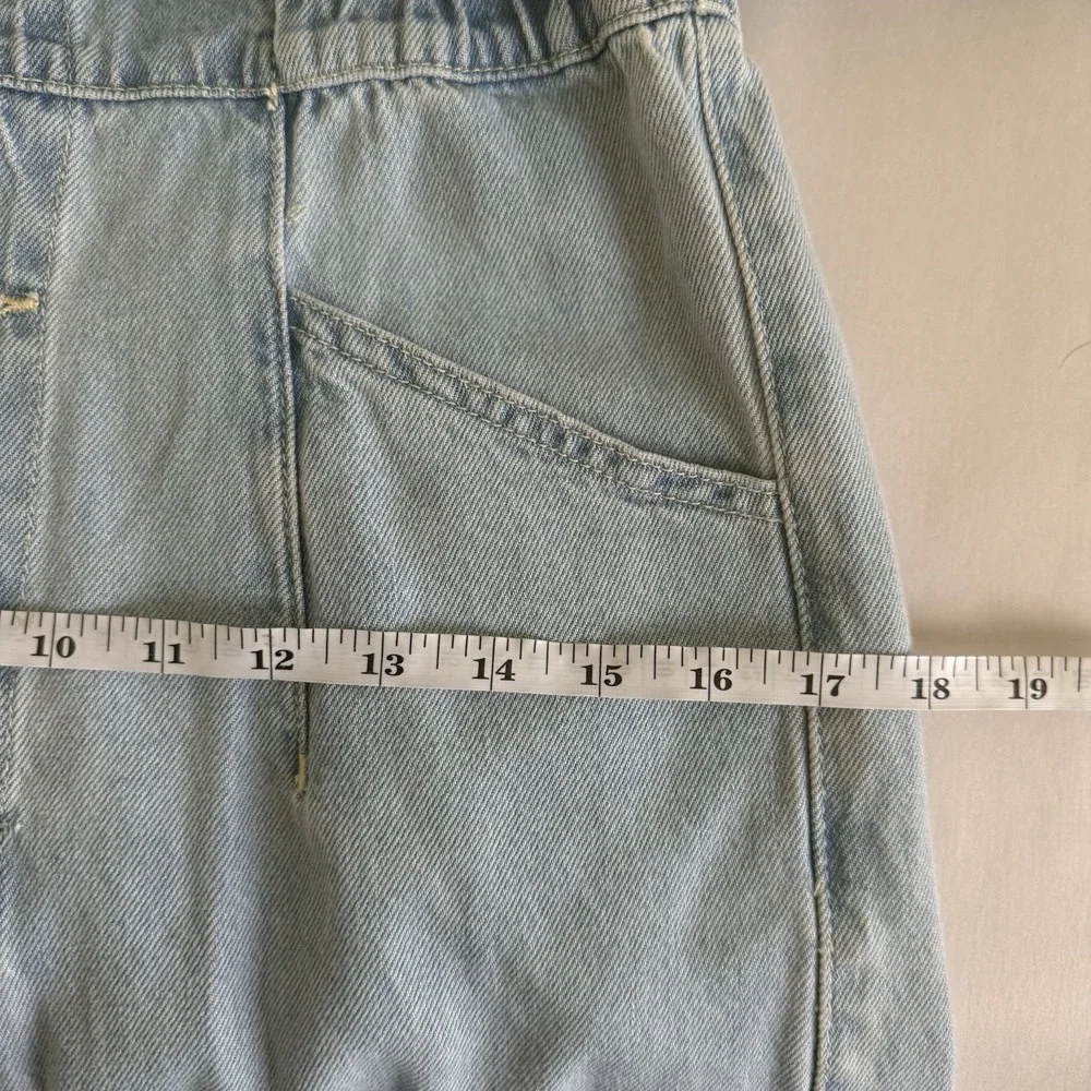 FREE PEOPLE We the Free Marci Denim Jumpsuit SMALL Light Wash Mechanic Retro